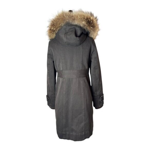 Marc By Marc Jacobs Coat Women 4‎ Brown Cotton Fur Hood Fishtail Parka Outerwear - Picture 2 of 10